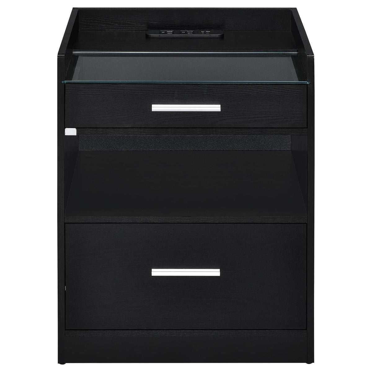 Furda 2-Drawer LED Nightstand Bedside Table with Speaker Black Ash — product image 4