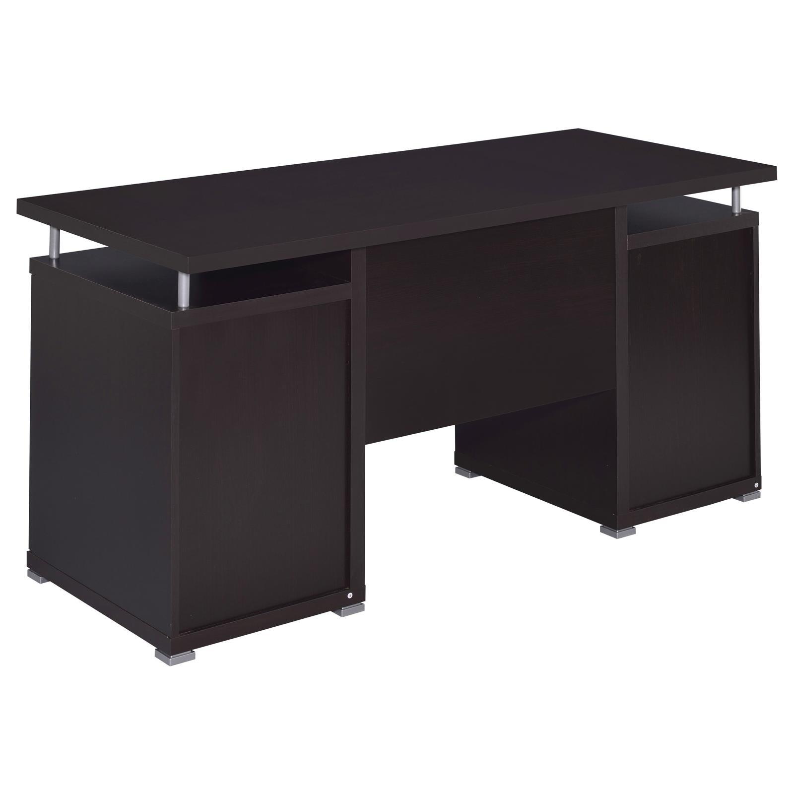 Top view of Tracy Cappuccino Office Desk glass surface