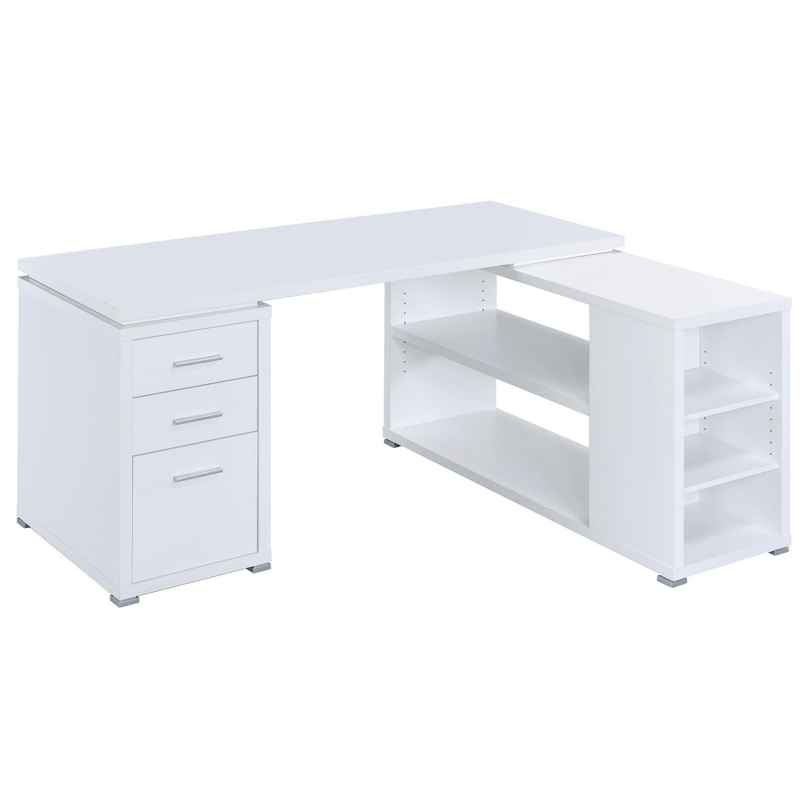 Yvette White L-shape Office Desk side angle