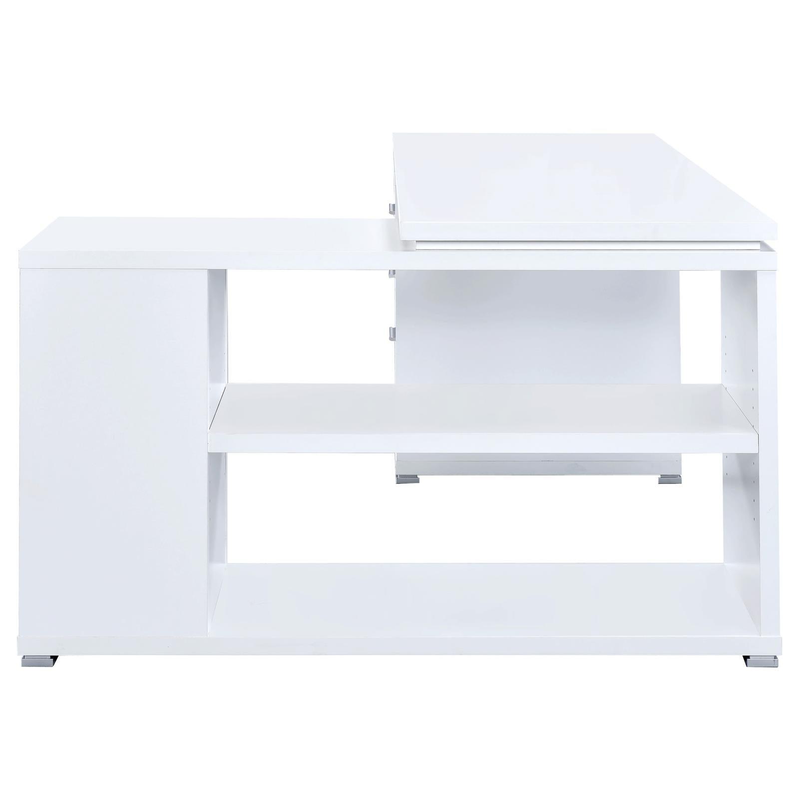 Yvette White L-shape Office Desk drawer pull handle