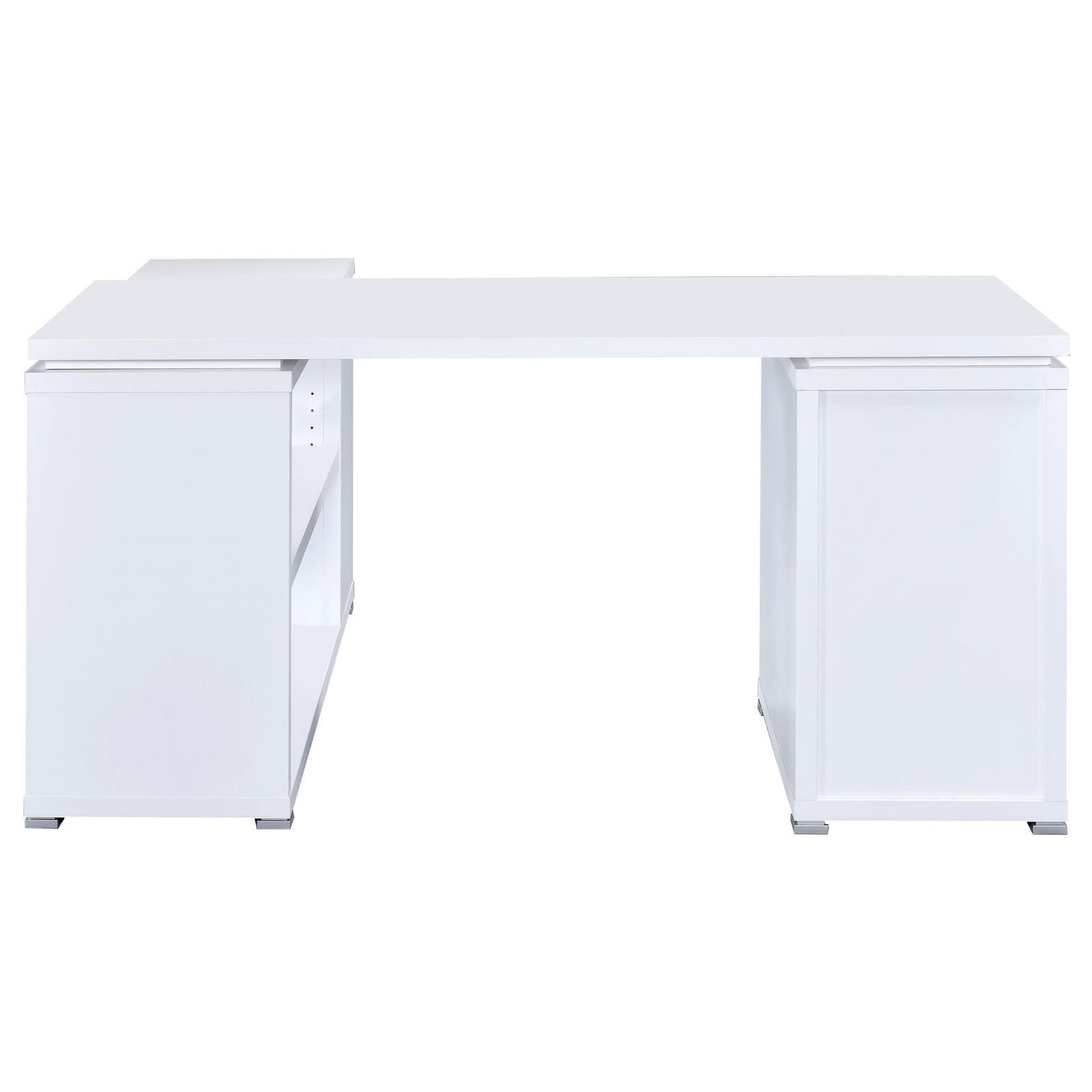 Yvette White L-shape Office Desk assembled overview