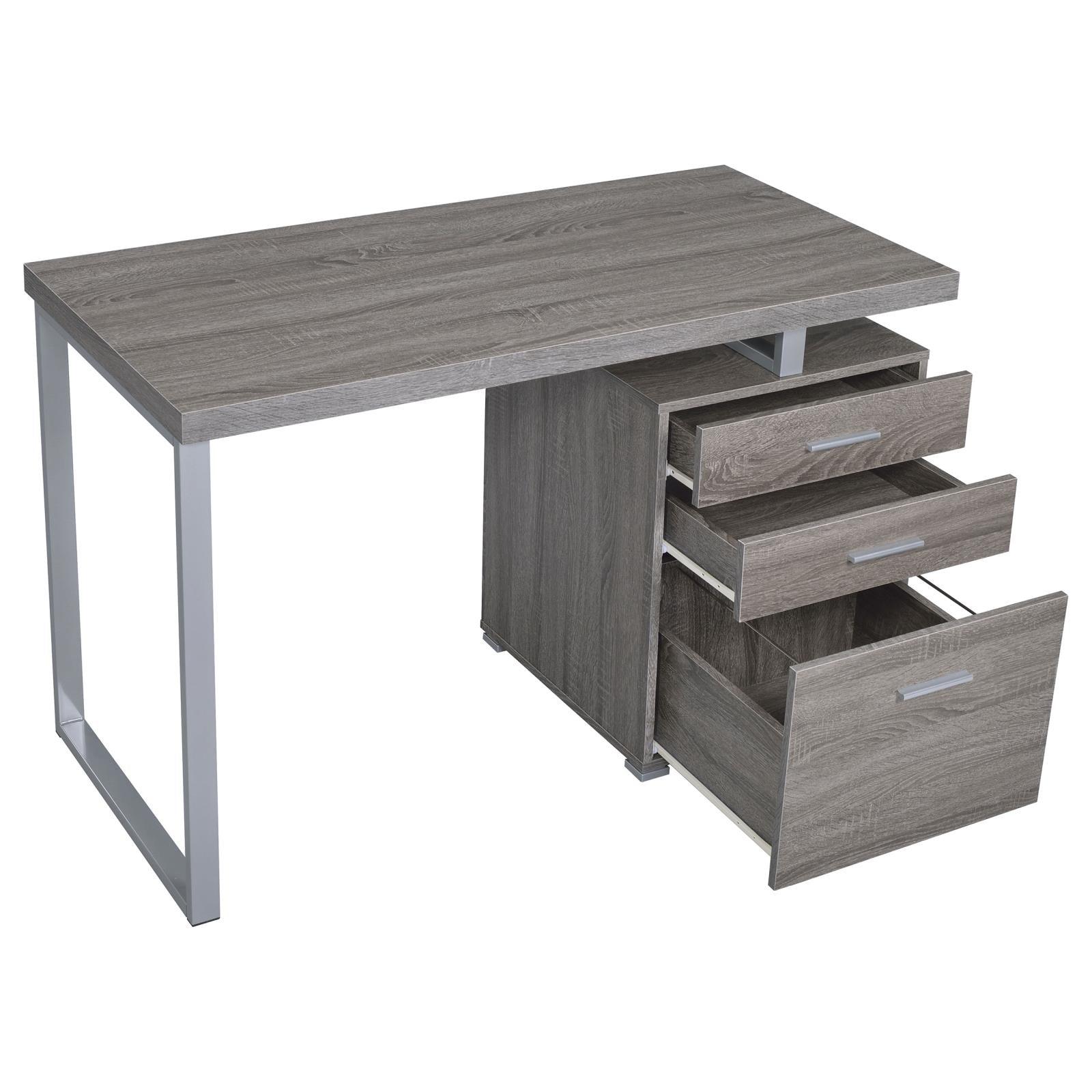 Brennan Light Grey Driftwood Desk Office Desk - Ella Furniture