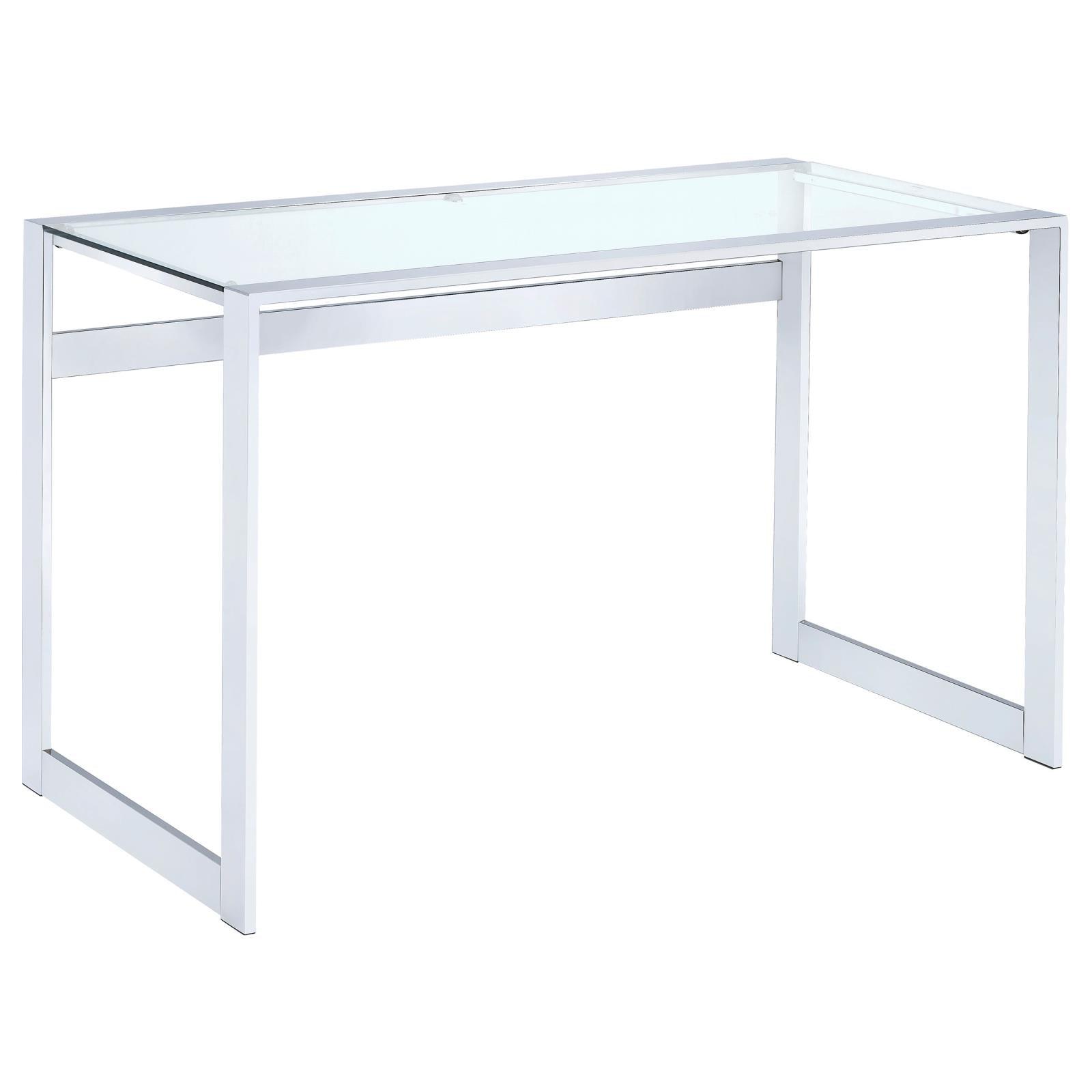 Hartford Chrome Glass Top Writing Desk - desk from above