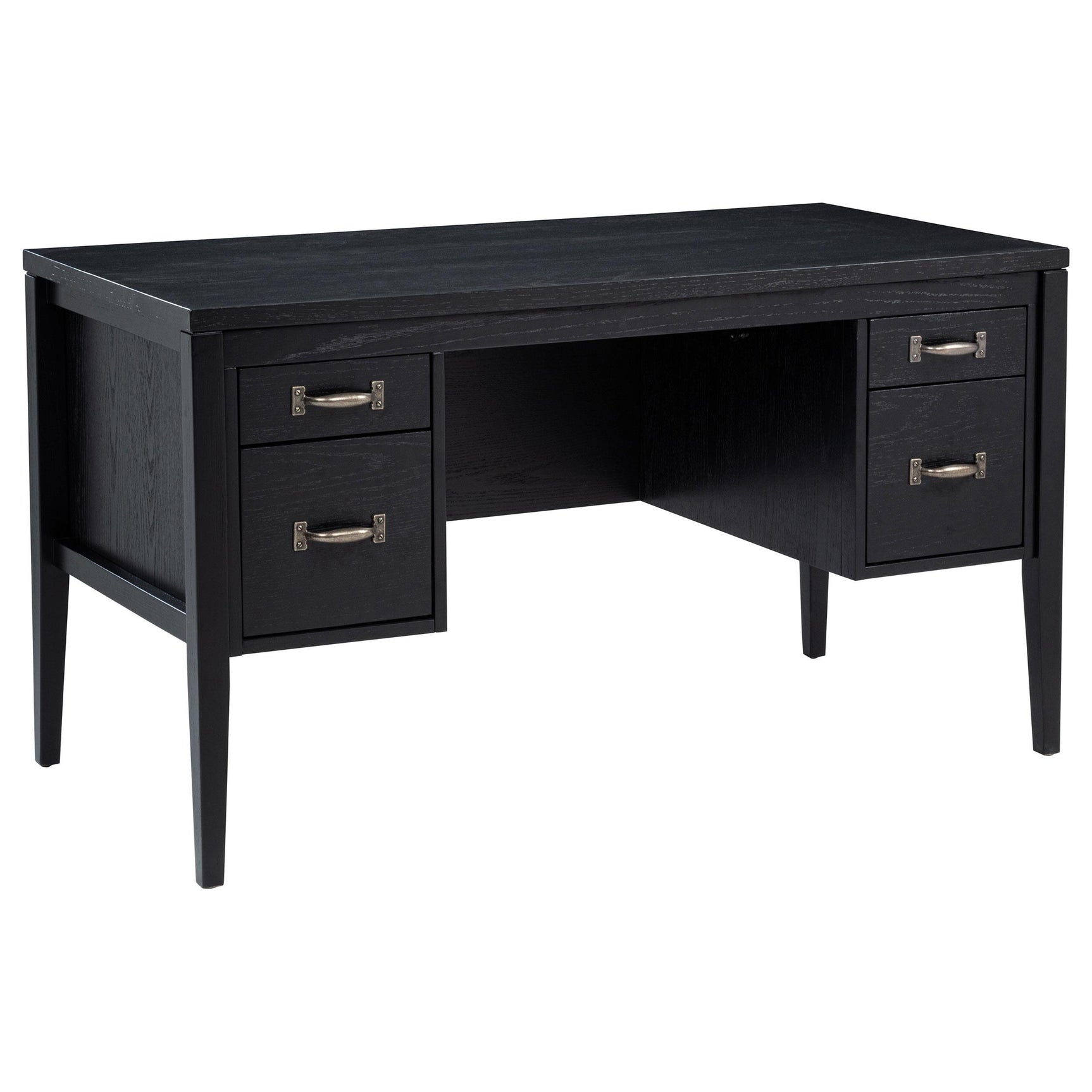 Graham computer desk drawer detail with gunmetal pulls