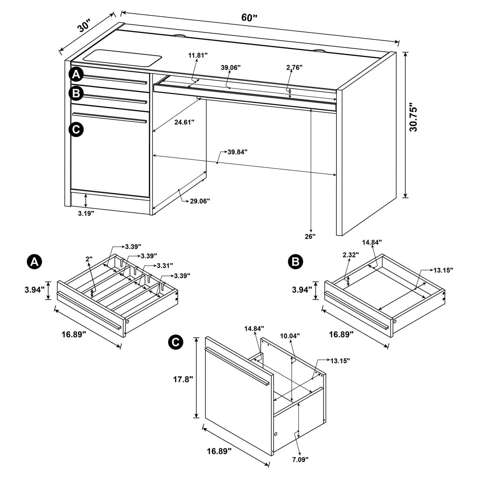 Halston desk assembled with drawers closed