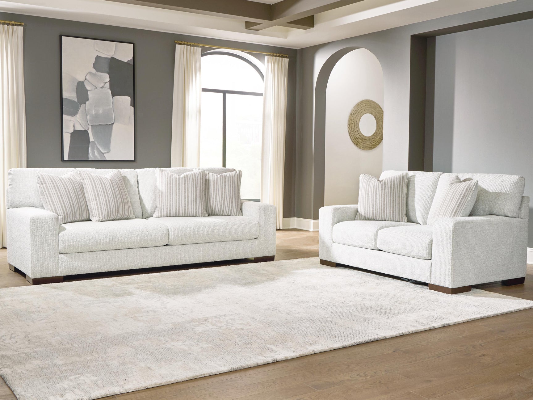 main view of Hartside Frosted Sofa and Loveseat furniture