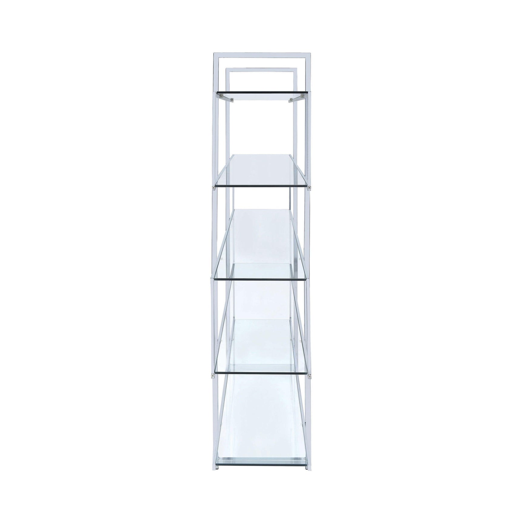 Detailed view of metal frame and plastic glides