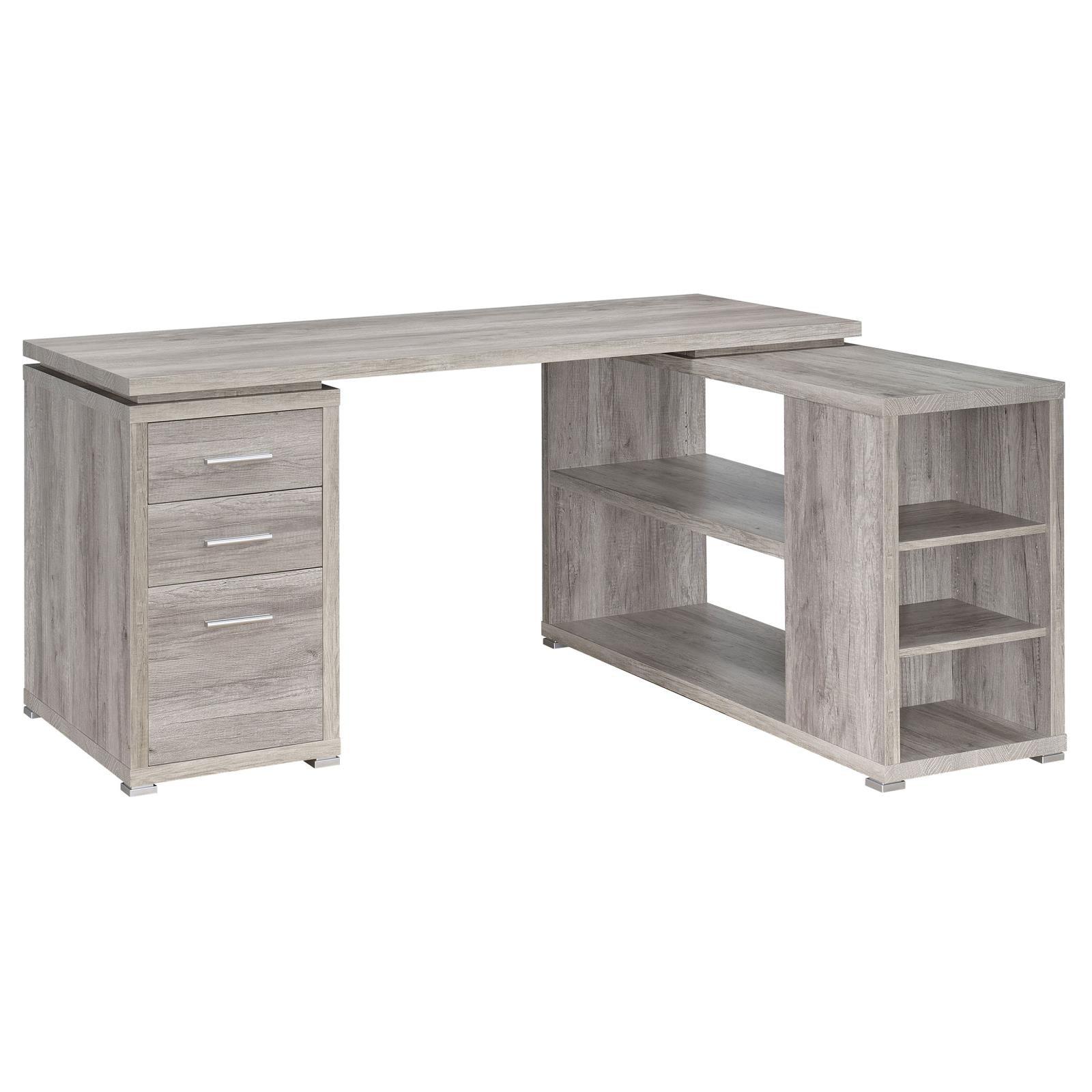 Yvette Naturak Driftwood L-shape Office Desk side angle