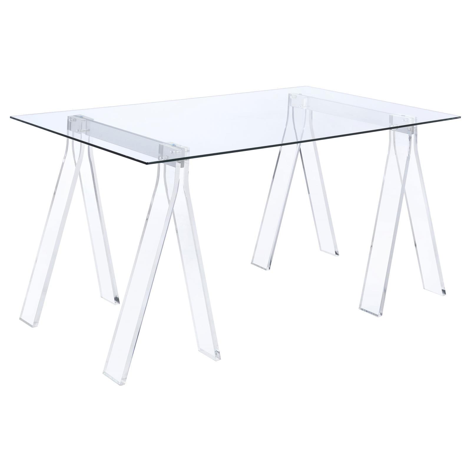 Side angle of Amaturo glass and chrome writing desk