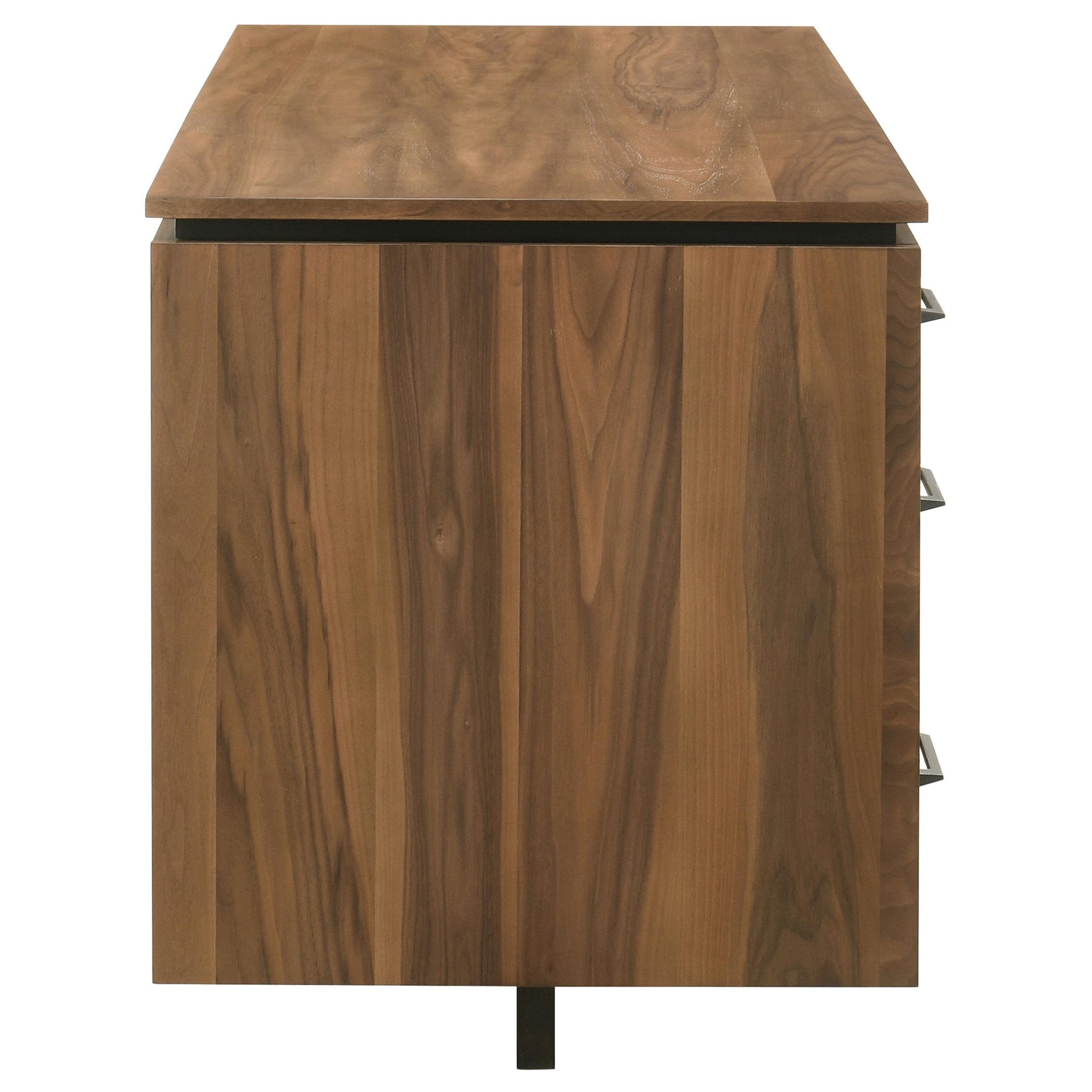 Berhalter Desk corner showing rubberwood material