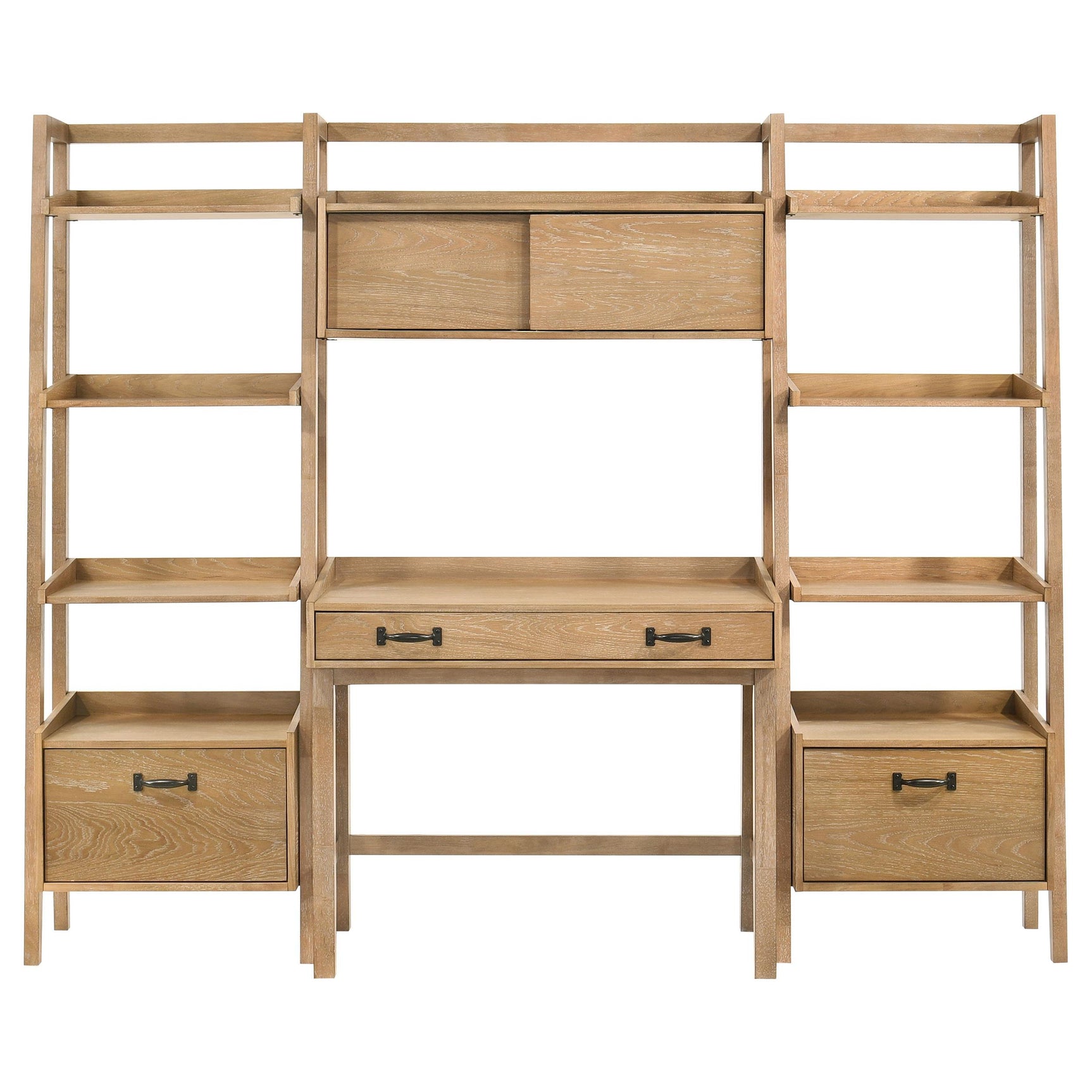 Writing desk of Fabian set showcasing oak veneer grain