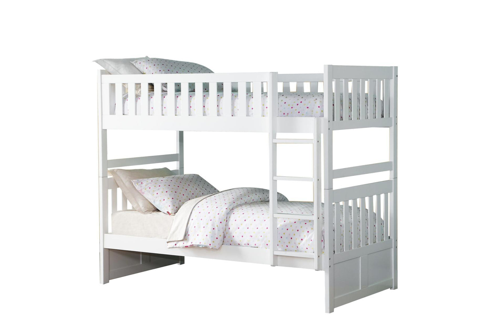 Galen White Modern Transitional Wood Engineered Wood Youth Twin Over Twin With Stairs Bedroom Set - Ella Furniture