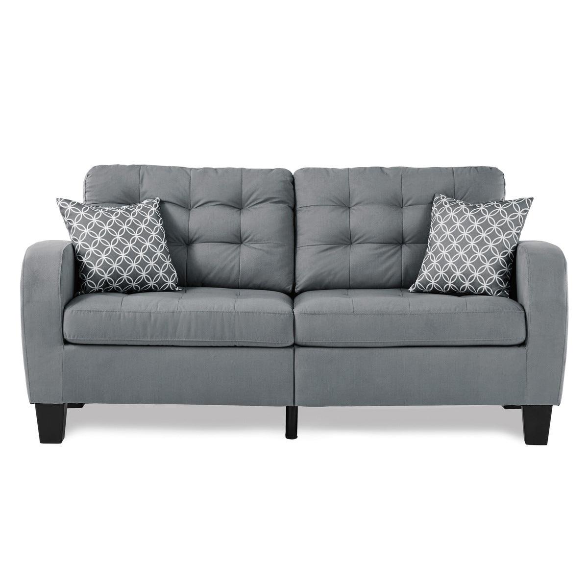 Sinclair Gray Tufted Fabric Sofa front view