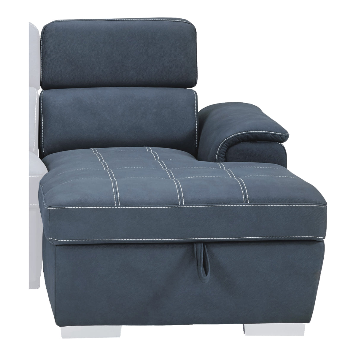 Room angle showing Ferriday Blue Sectional Sofa with chaise