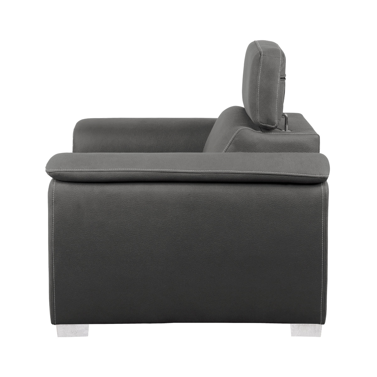 Close-up of textured gray microfiber upholstery