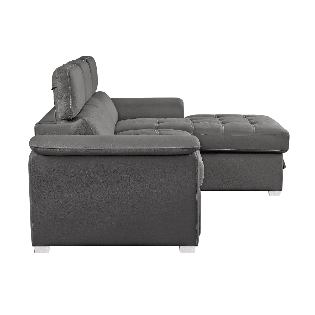 Detail of adjustable headrests on Ferriday sectional