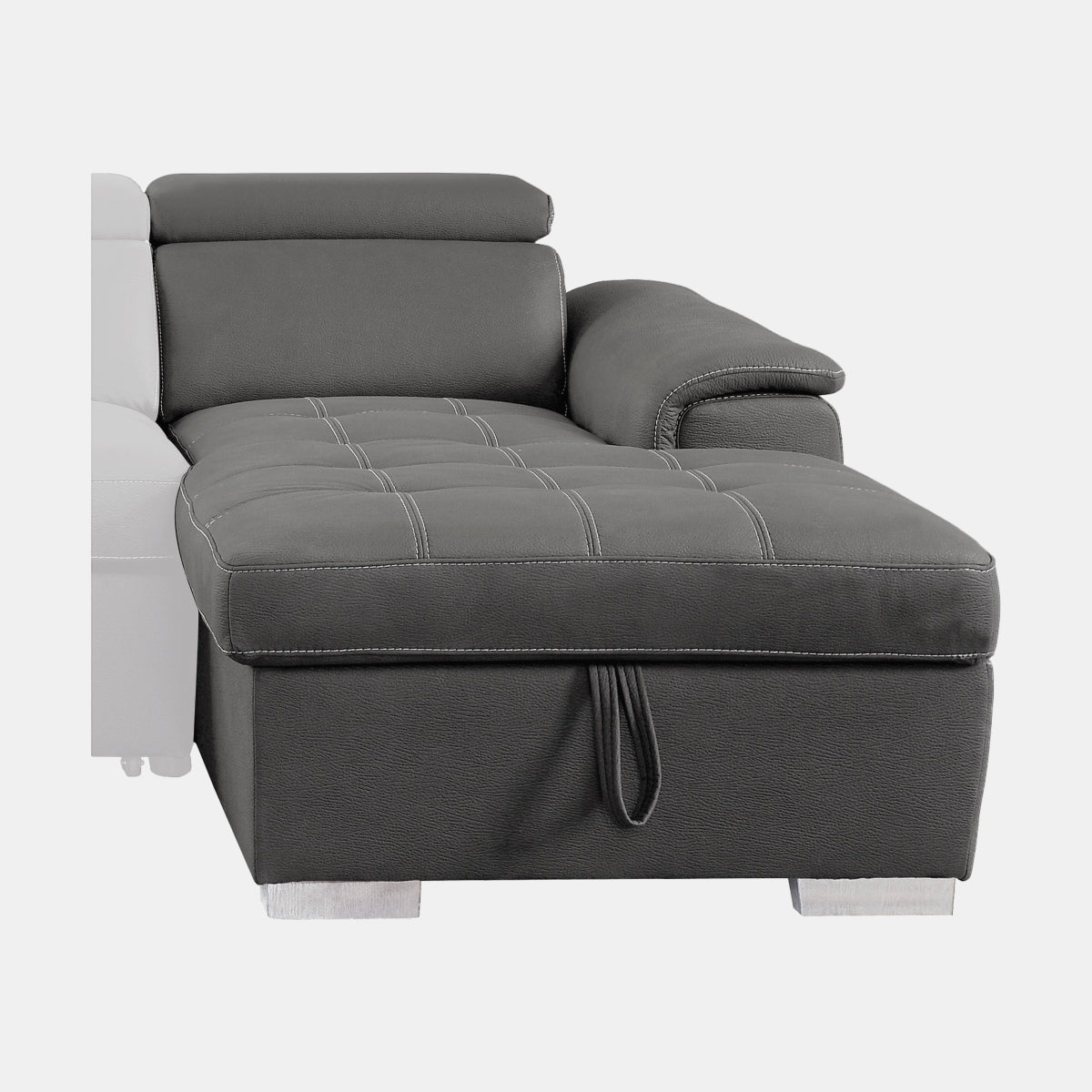 Close-up detail of Ferriday sectional fabric and frame