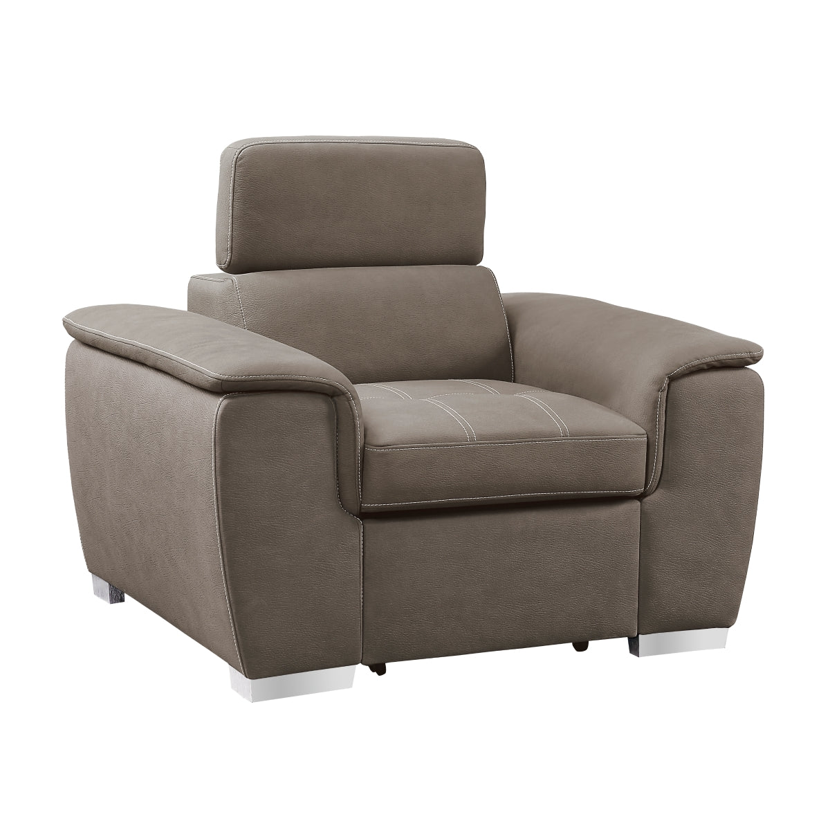 Ferriday chair showing pull-out ottoman extended