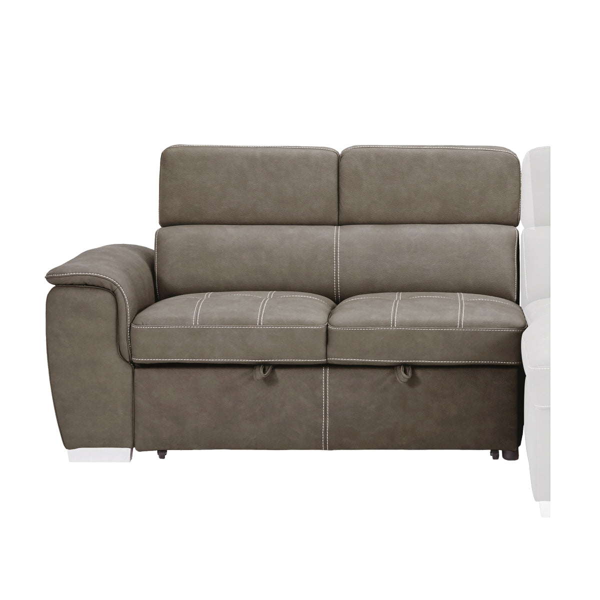 Ferriday Taupe Sectional sofa with pull-out sleeper bed open
