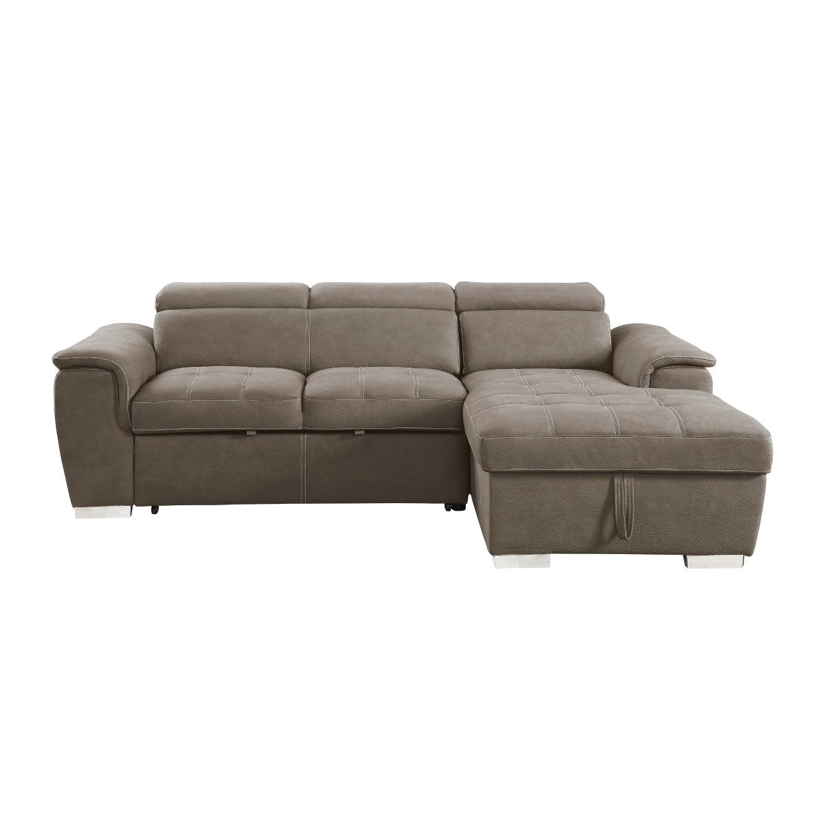 side view of Ferriday Taupe 2-Piece Sectional Sofa with right chaise