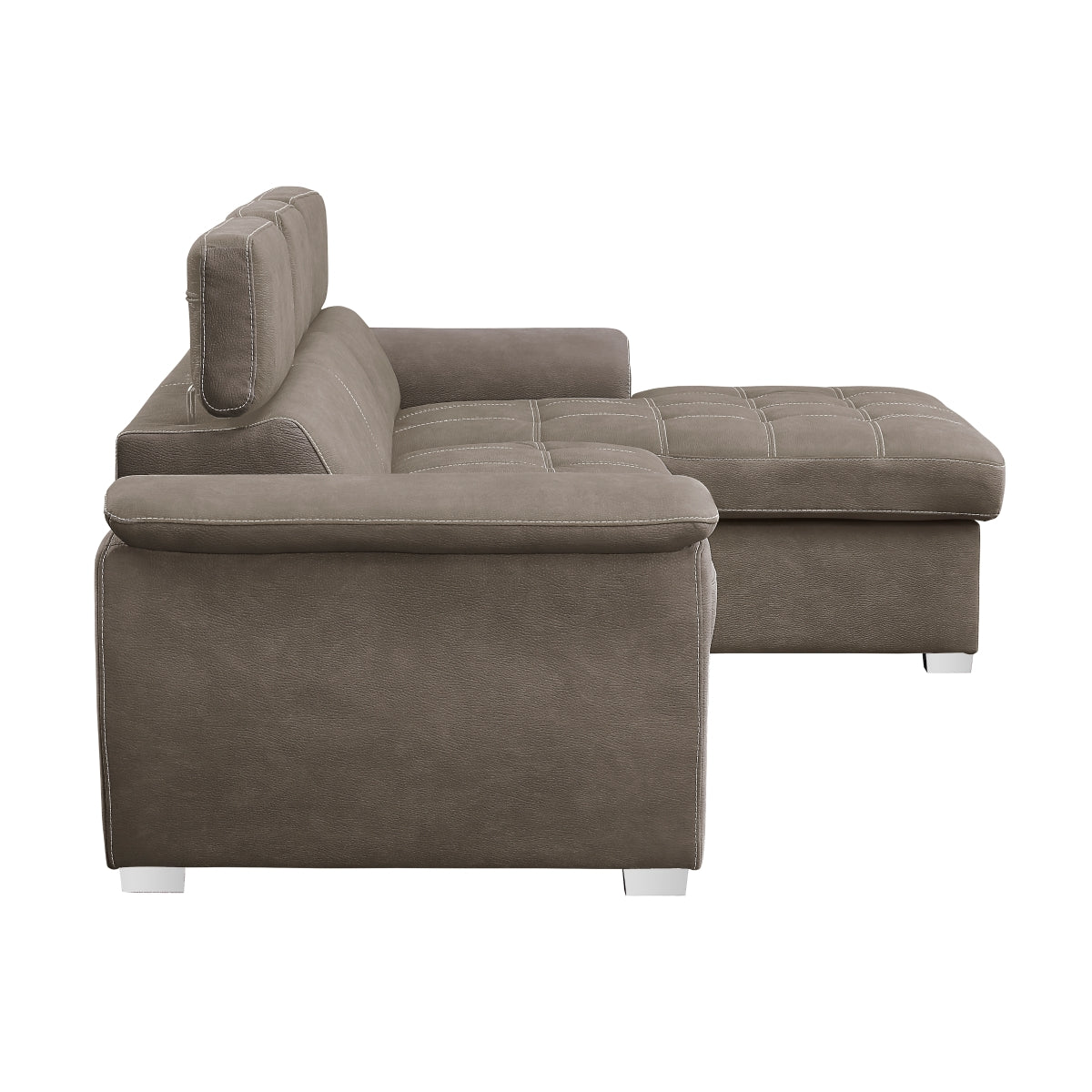 detail of adjustable headrest on sectional sofa