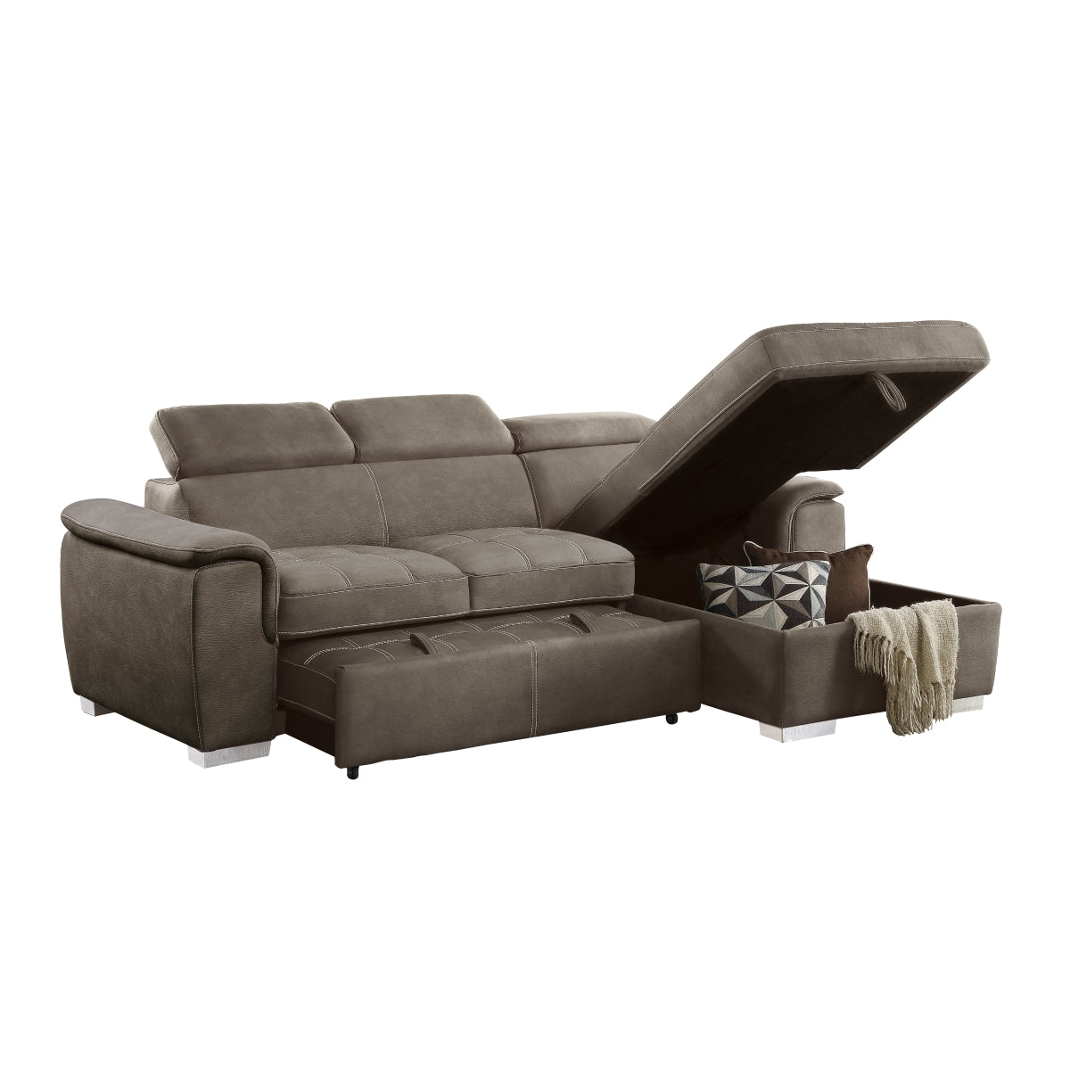 side profile of Ferriday Taupe Sectional Sofa chaise