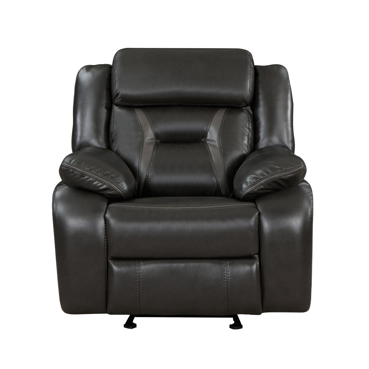 Amite dark gray glider recliner chair front angle