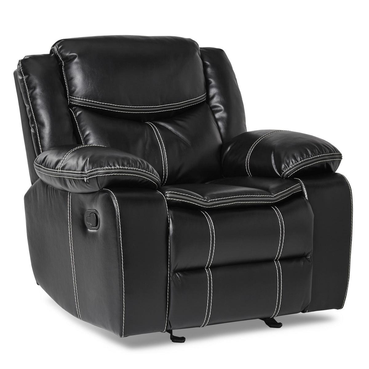 Side view of Bastrop Black Faux Leather Glider Reclining Chair