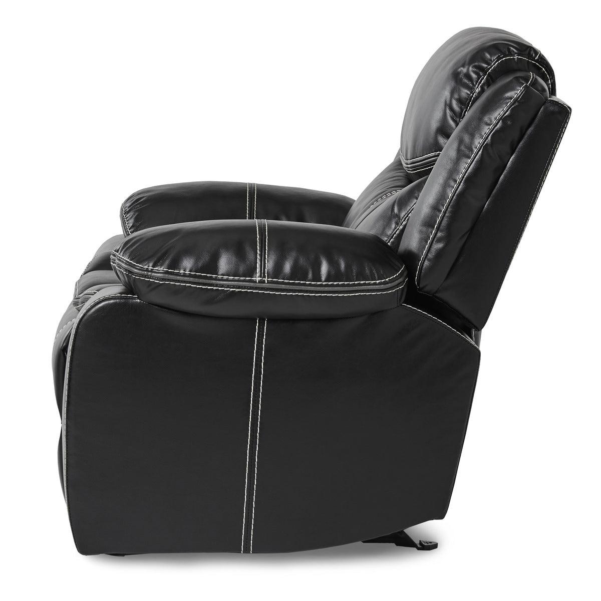 Alternate side angle of Bastrop Black Faux Leather Glider Reclining Chair