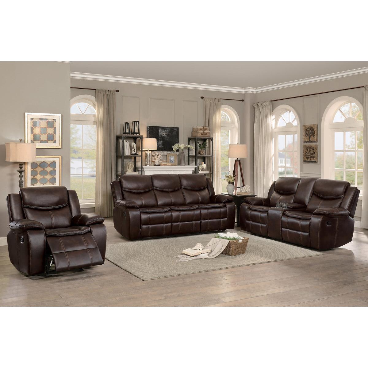 Bastrop Brown glider reclining chair showing reclining position