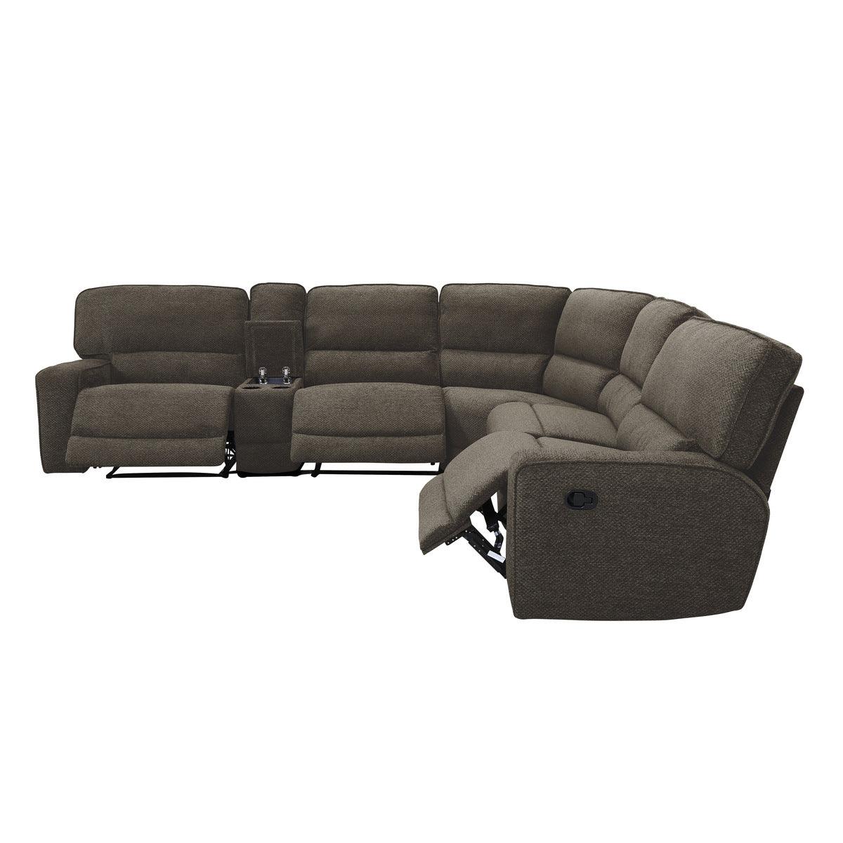 Shreveport Brown Sectional reclining chair extended