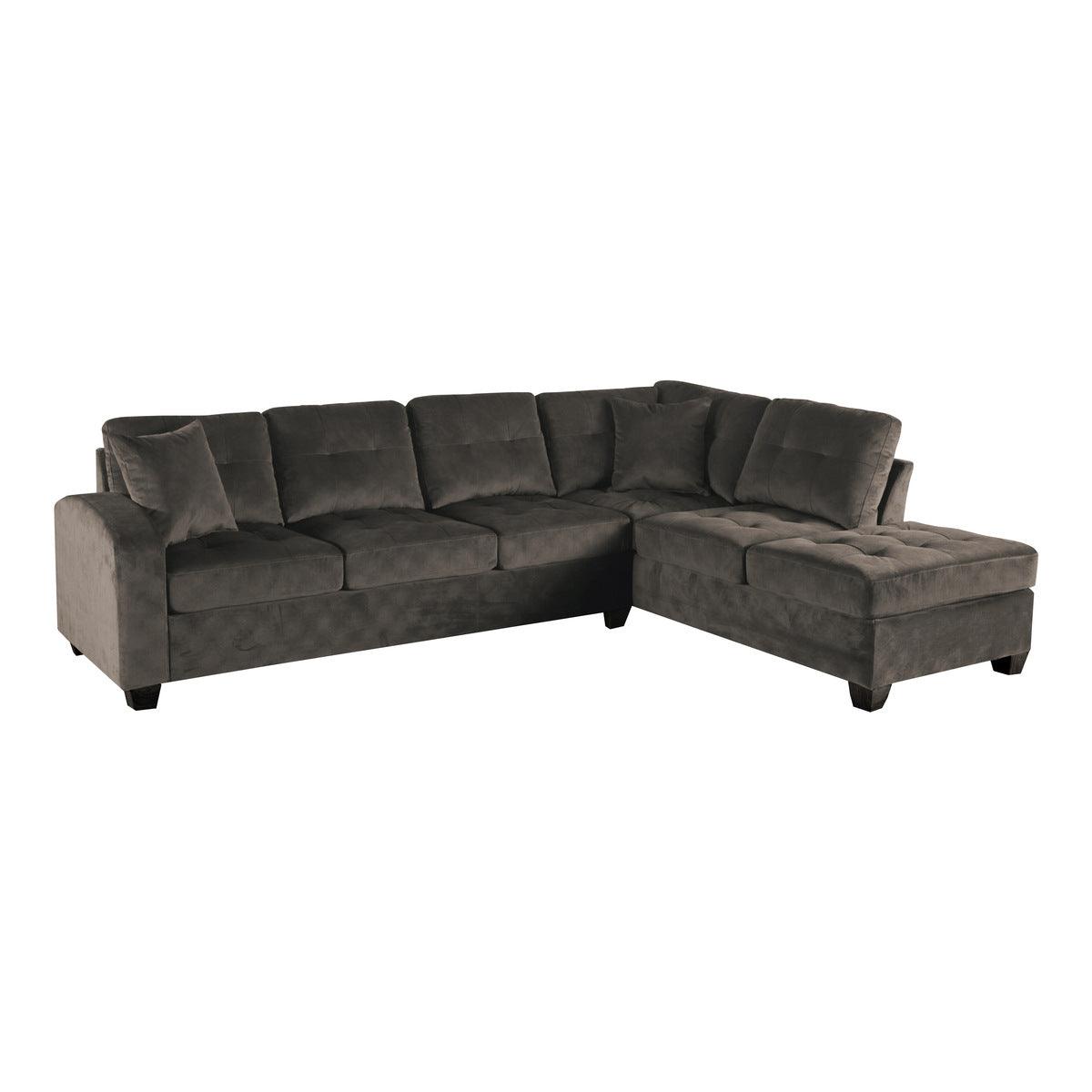 Side view of Emilio Brown brown fabric sectional sofa
