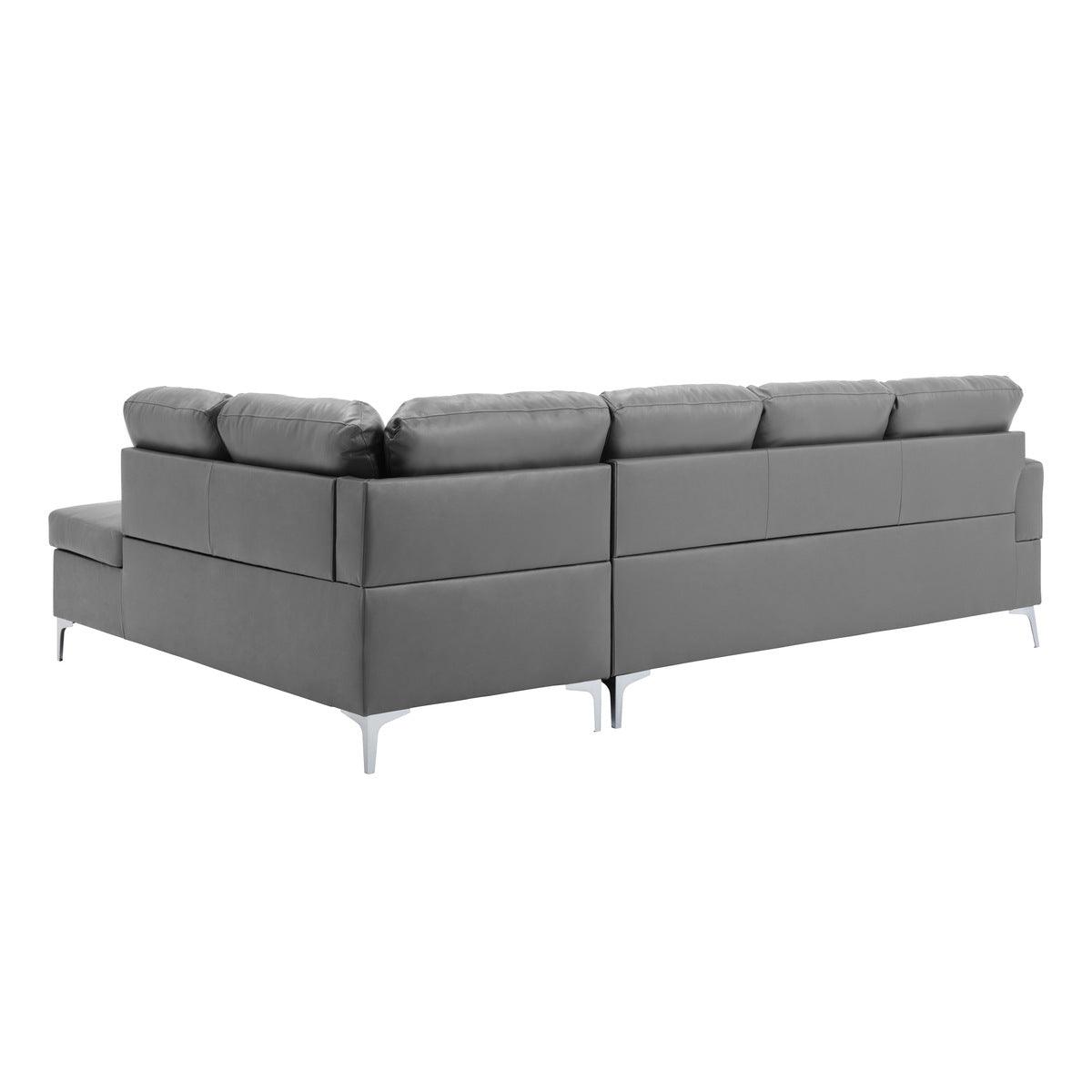 Front view of Barrington Gray sectional in gray faux leather