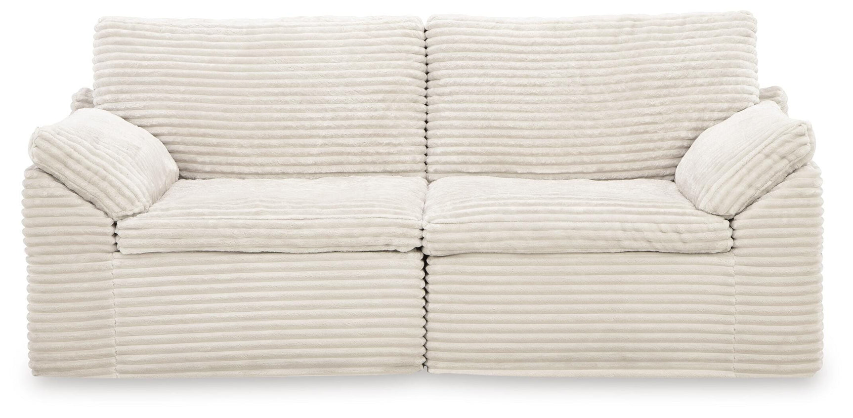 Side angle of Fannin Ivory Chenille corner chair