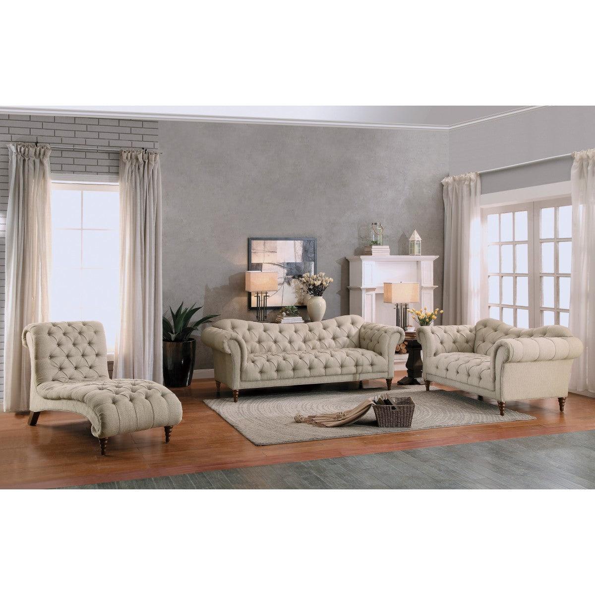St.Claire Brown Tufted Fabric Sofa fabric texture close-up