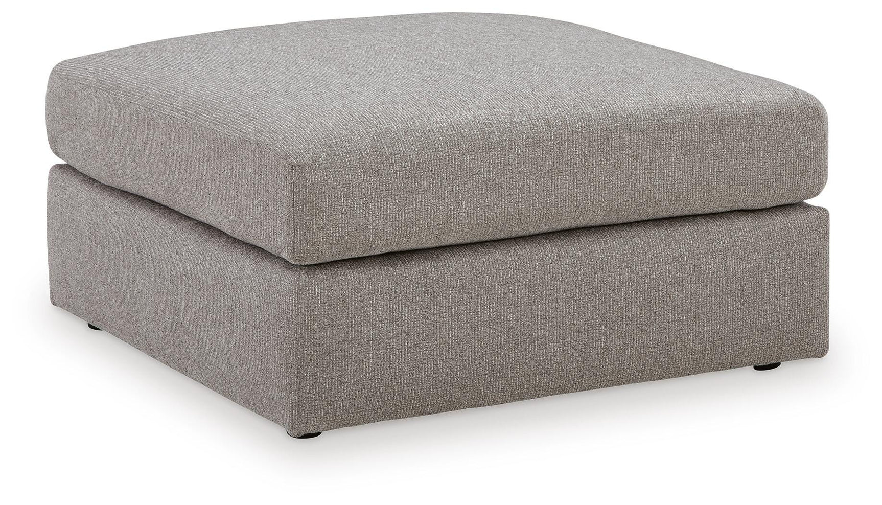 Lindon oversized ottoman front view in smoke chenille fabric