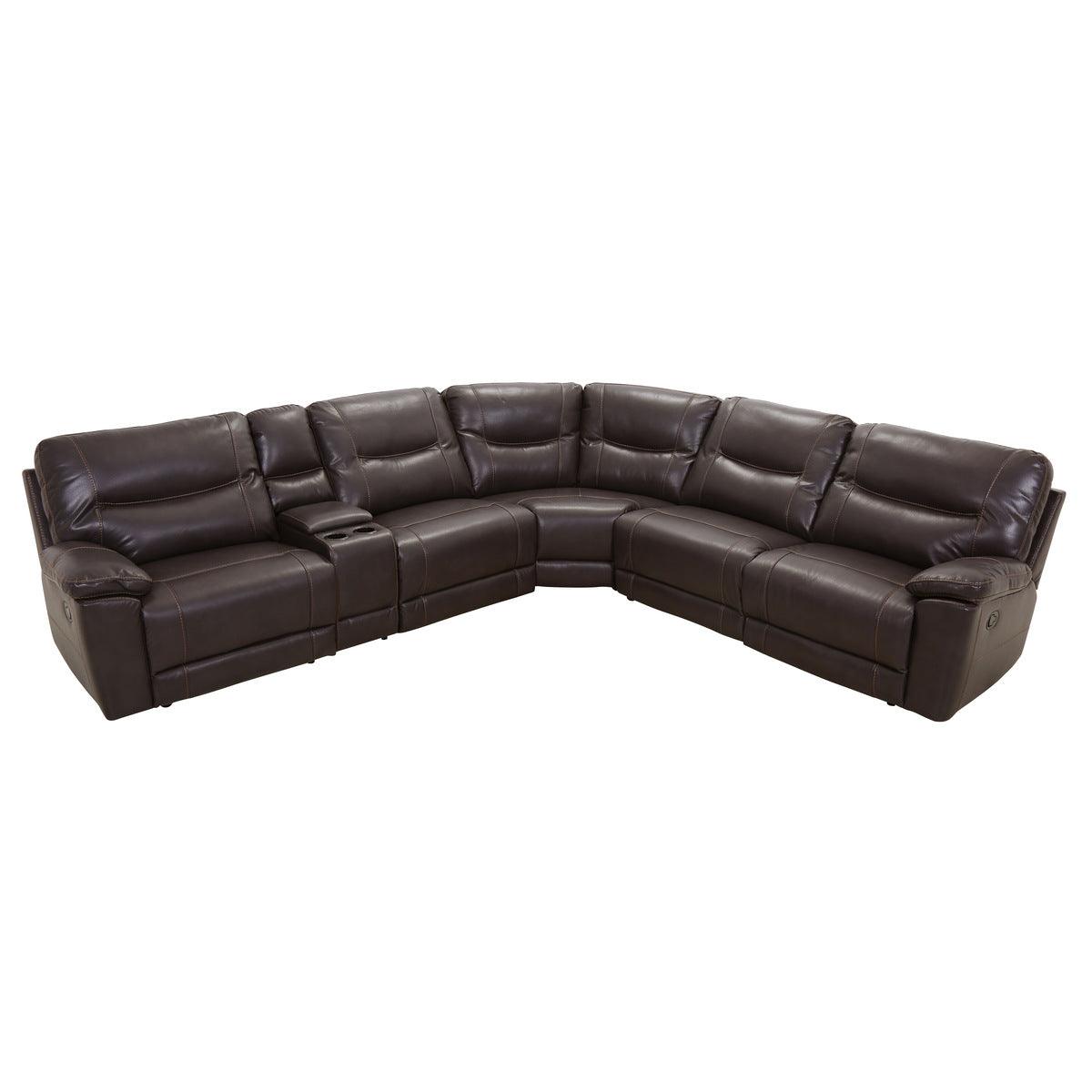 Columbus sectional with right-arm reclining chair and console