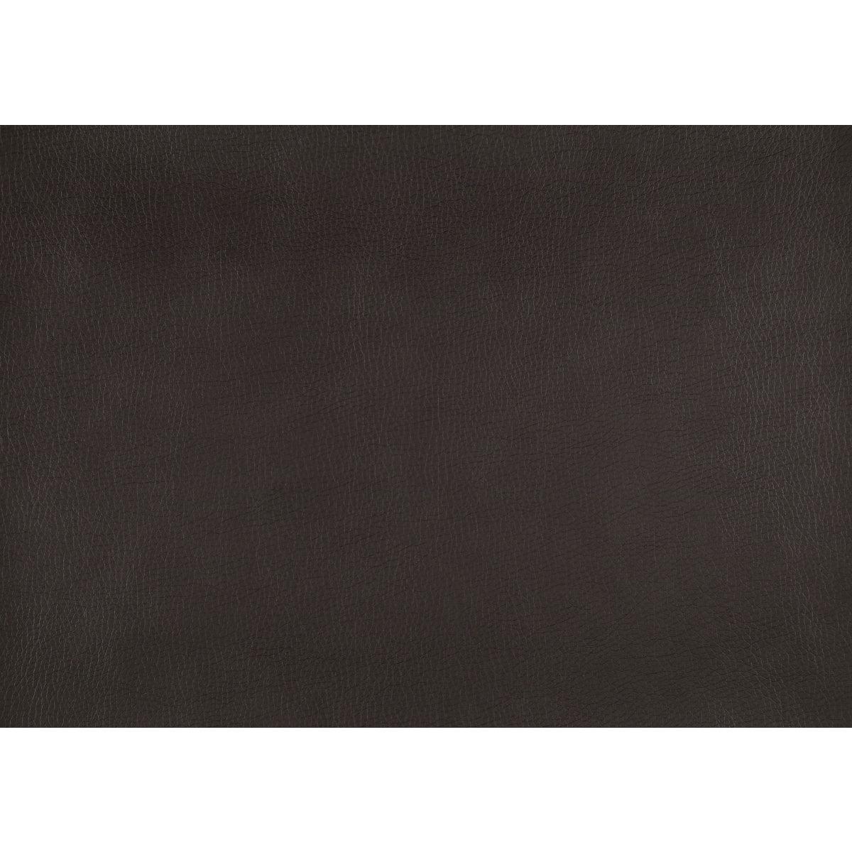 Color swatch of dark brown faux leather upholstery