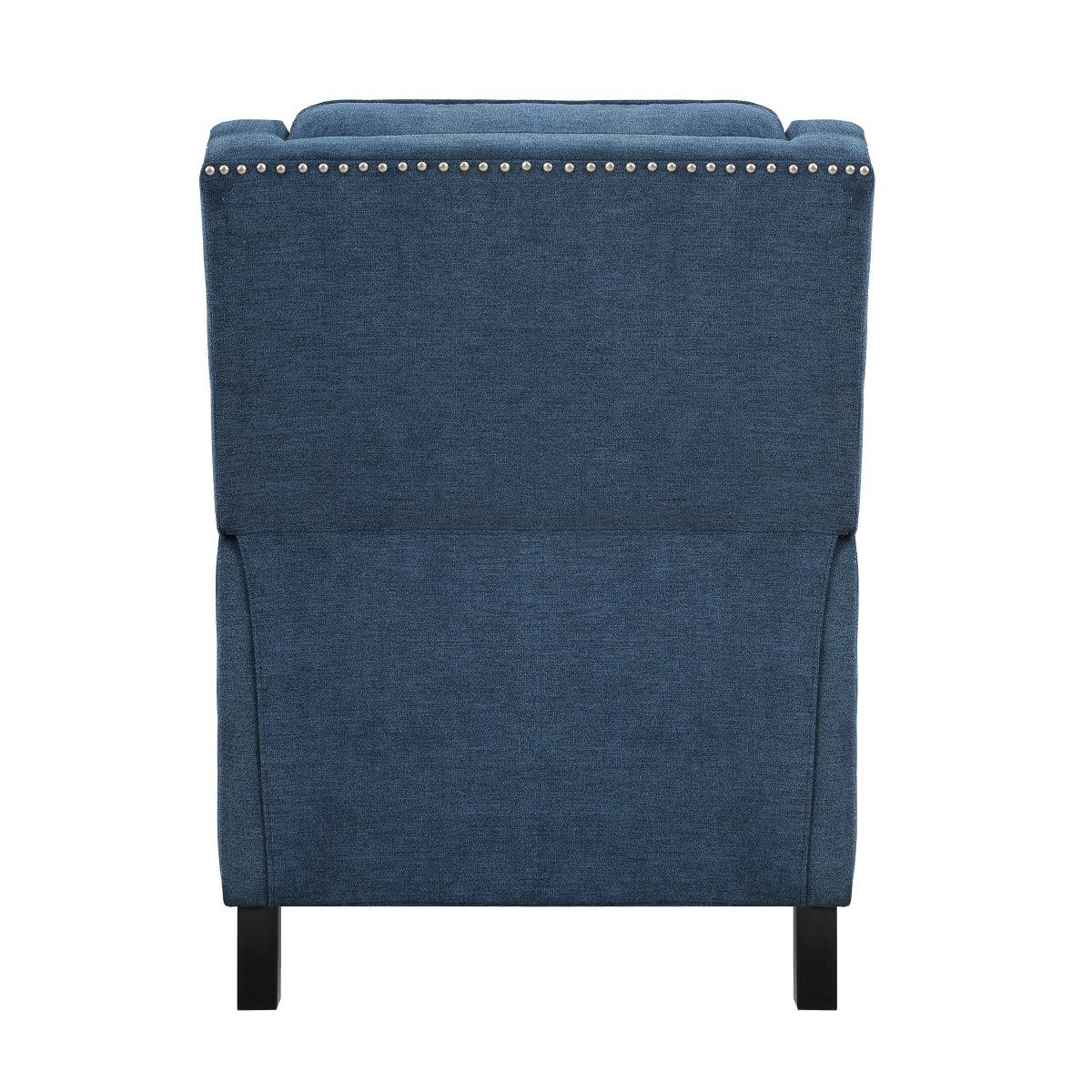 Banks Blue Recliner back view with removable seat back