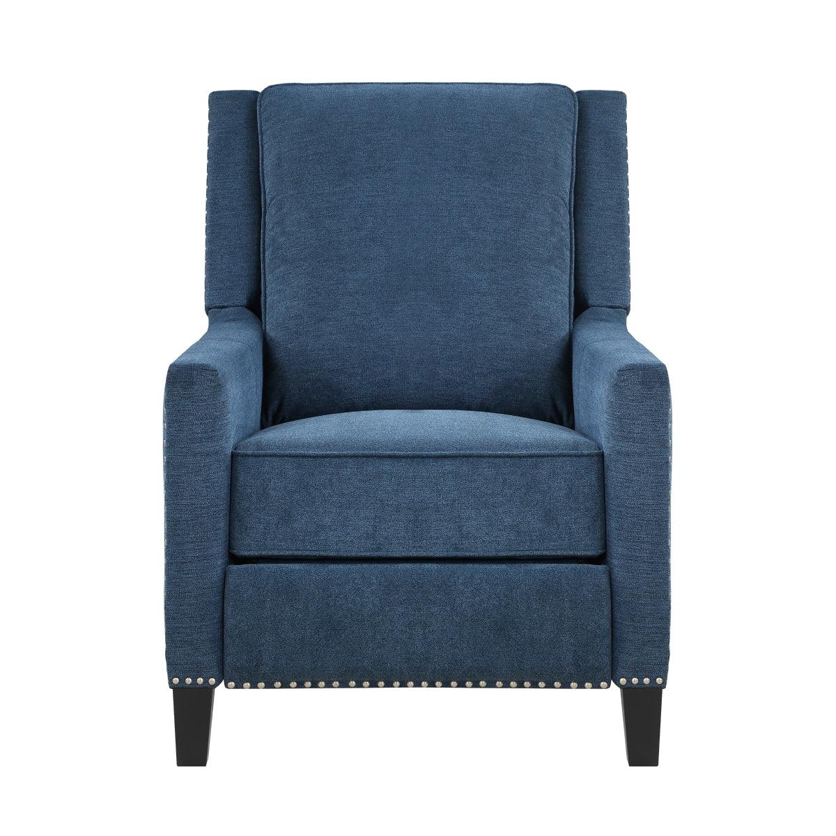 Banks Blue Push-Back Reclining Chair front angle
