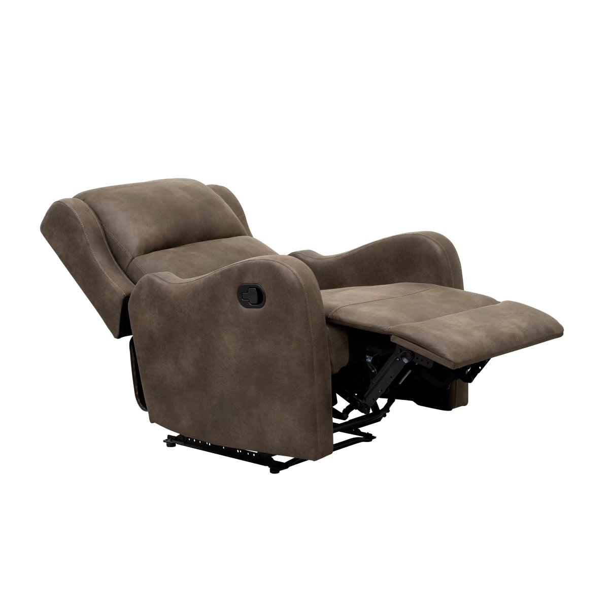 Durant Brown Faux Leather Recliner Chair footrest extended