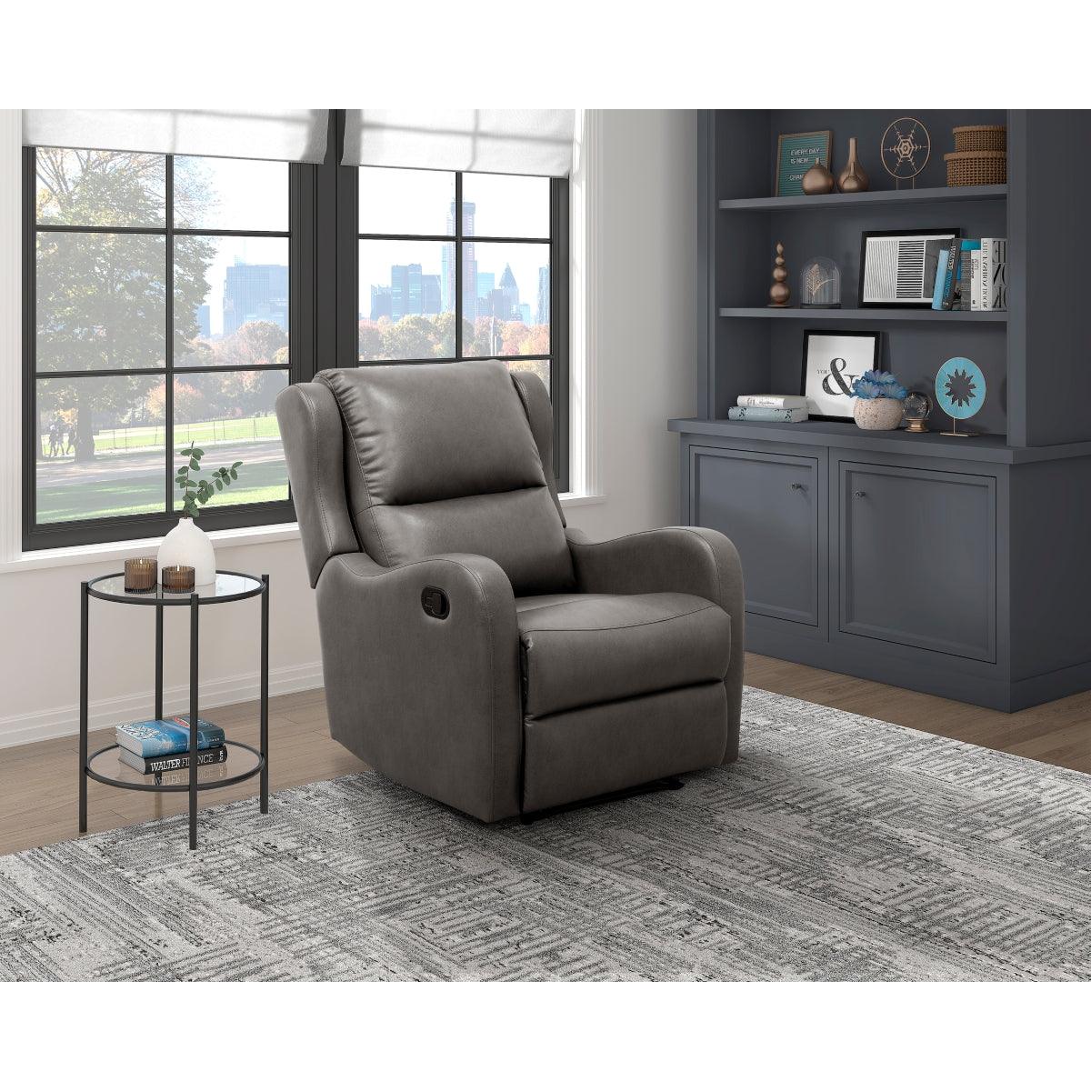Durant Gray Faux Leather Recliner Chair back view