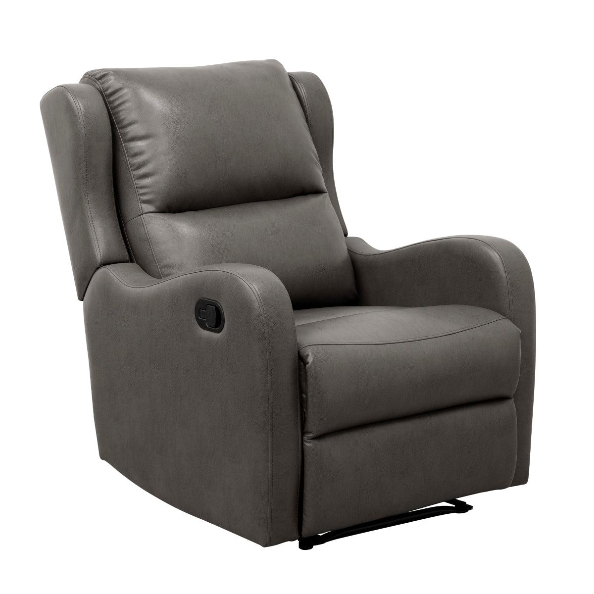 Durant Gray Faux Leather Recliner Chair side view