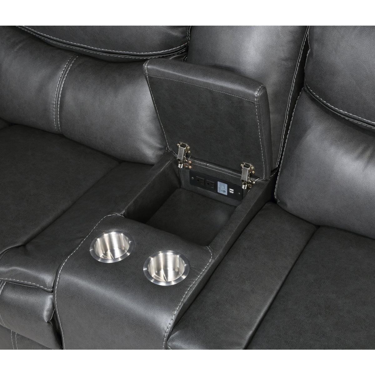 Close-up of right console on Fargo sectional