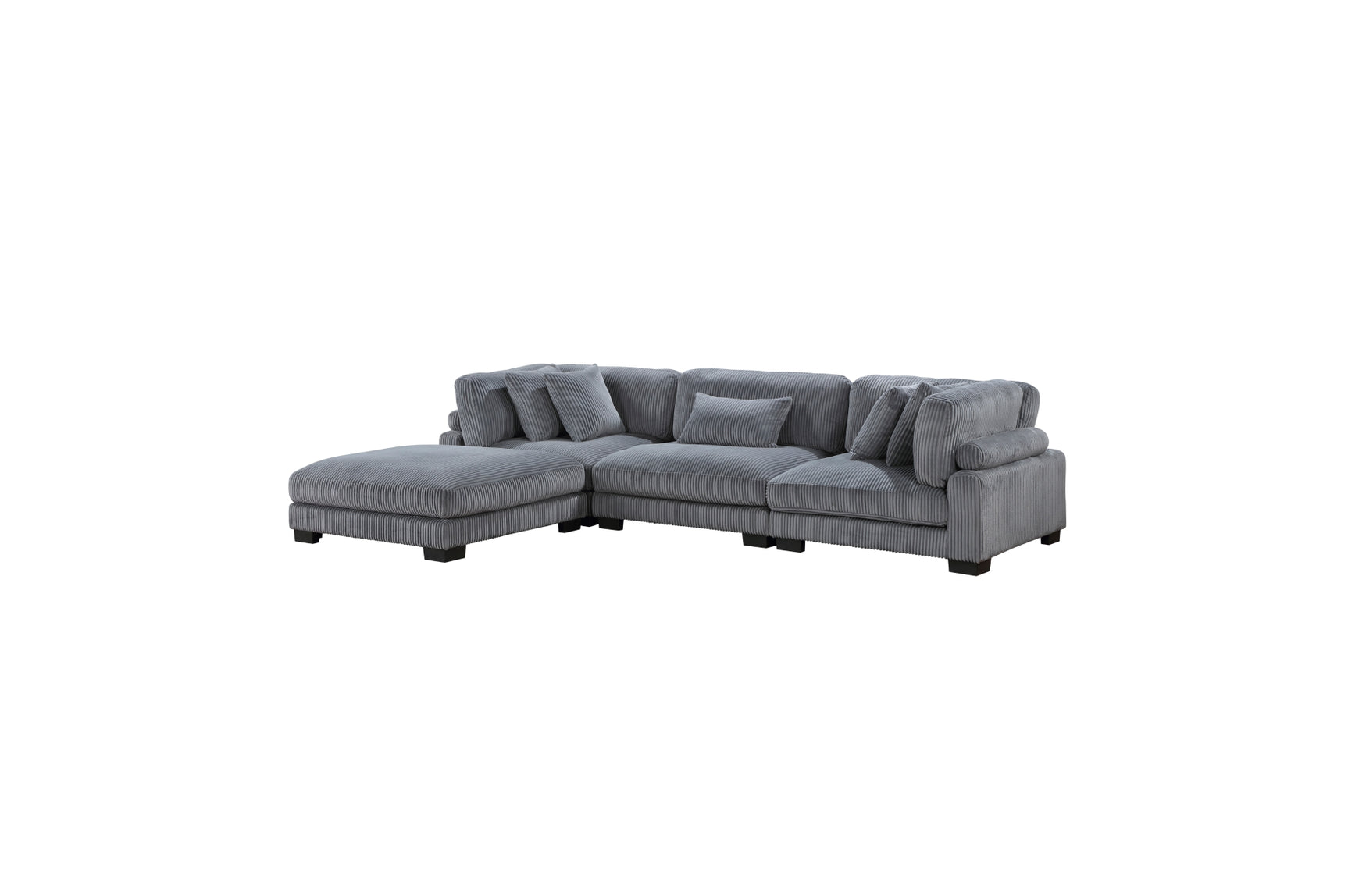 Wide room view with sectional sofa