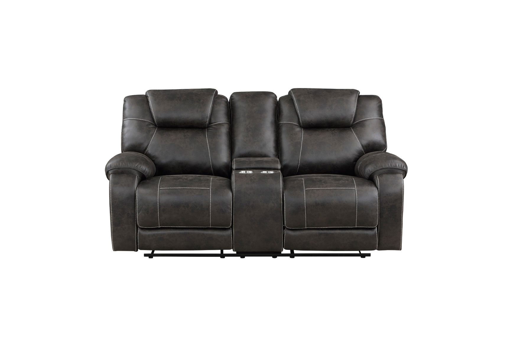 Gainesville Chocolate Reclining Set sofa angled view