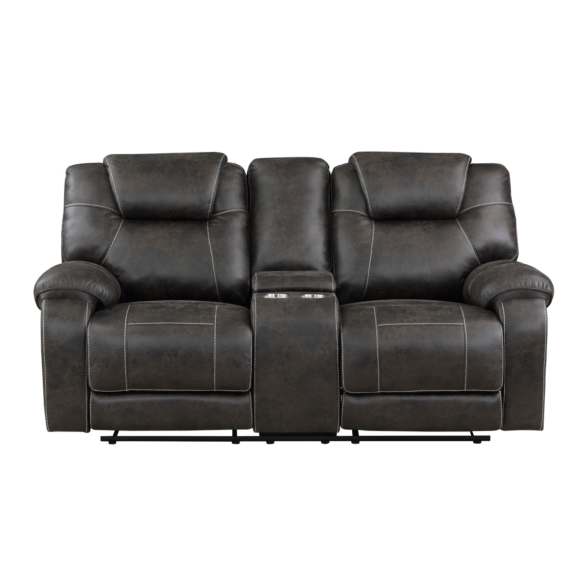 Gainesville chocolate reclining loveseat front angle