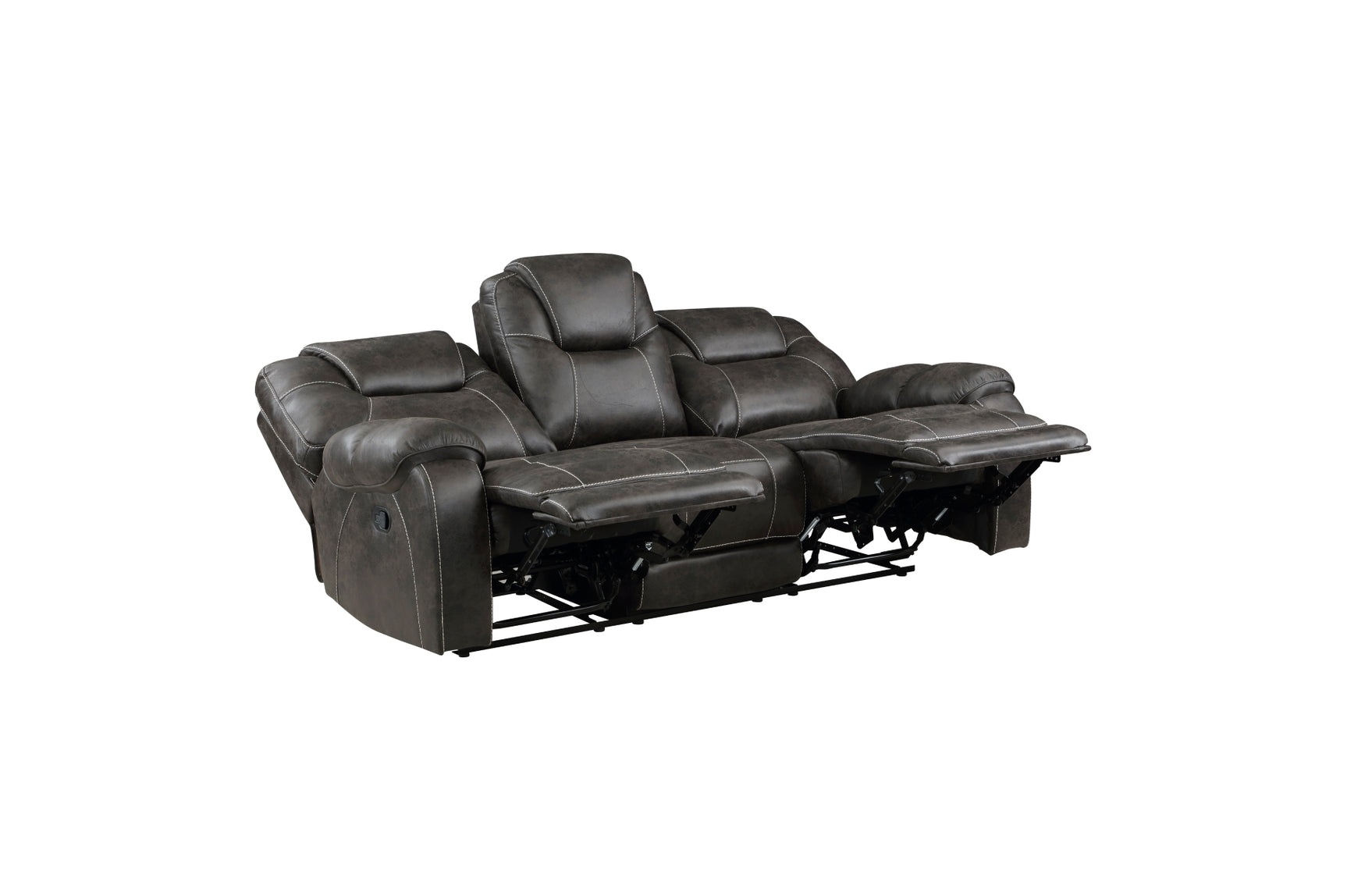 Gainesville Chocolate Reclining Set sofa angled view