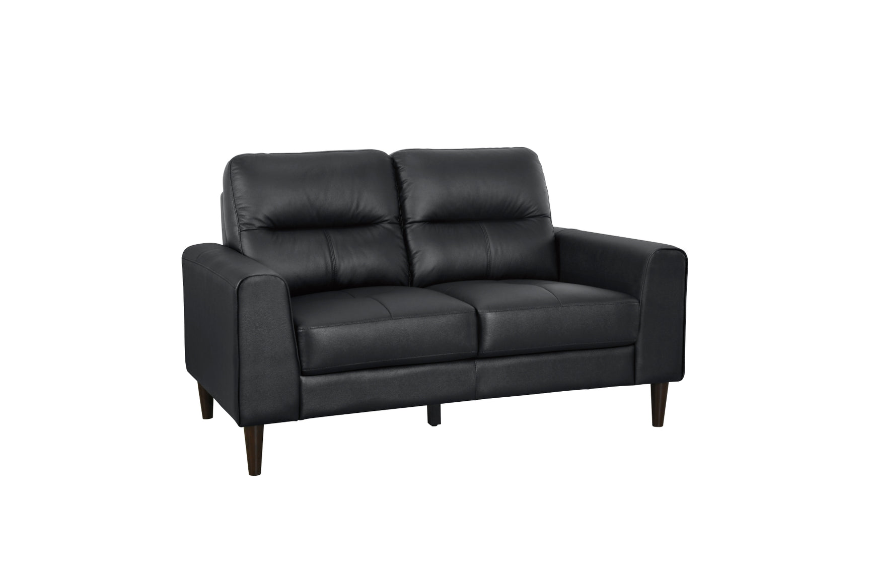 Lewes Brown Leather Living Room Set love seat front angle
