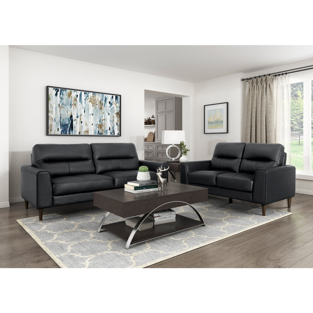 Lewes Brown Leather Sofa angled front view